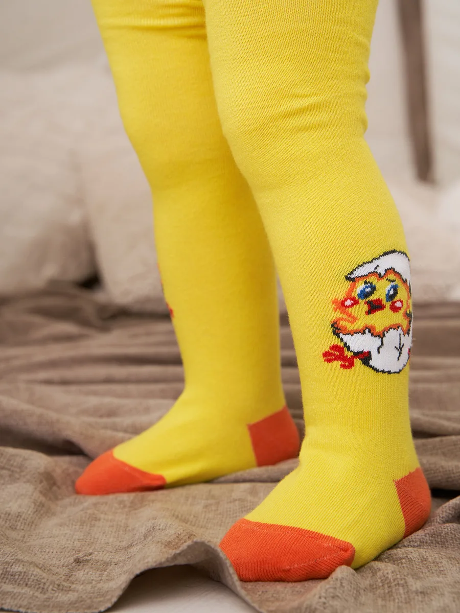 КОЛГОТКИ С РИСУНКОМ ЦЫПЛЕНОК ЖЕЛТЫЙ